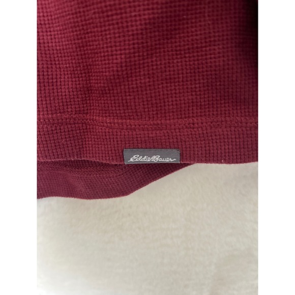 Eddie Bauer Mens Supersoft Thermal Henley Tawny Port Red Waffle Knit Shirt M NEW - Picture 7 of 8